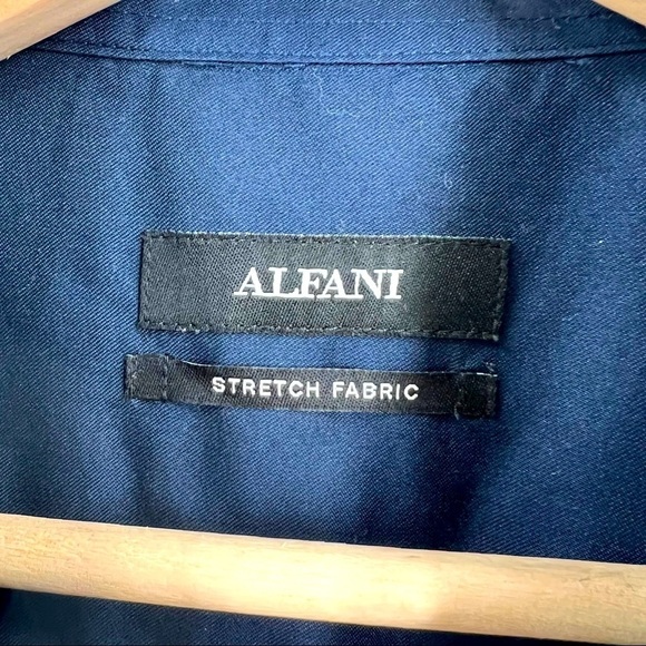 Alfani Stretch Fabric Mens Blue Button-Down long sleeved dress shirt medium - Picture 5 of 5